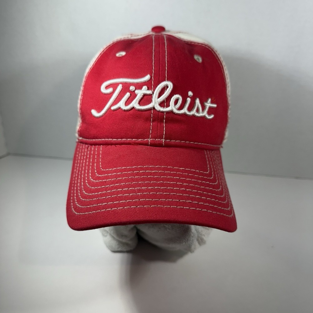 Titleist Hat Cap Men's‎ Women's Adjustable Strap White Red Golf Hat Strapback